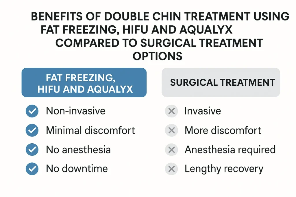 Graphic about the benefits of double chin treatment Bradford-on-Avon - from LA LIPO